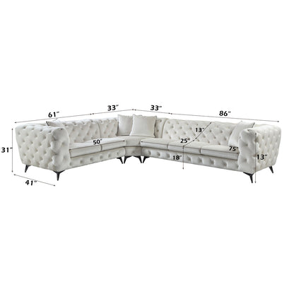 ACME Atronia Beige Fabric Sectional Sofa with 4 Pillows Model LV01160
