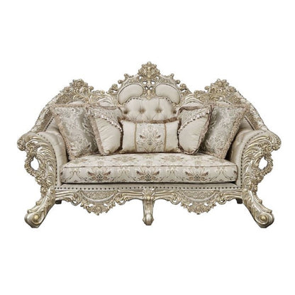 ACME Danae Fabric Champagne & Gold Loveseat with 5 Pillows Model LV01194