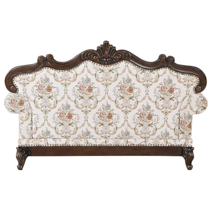 ACME Nayla Pattern Fabric & Walnut Loveseat with 3 Pillows Model LV01274