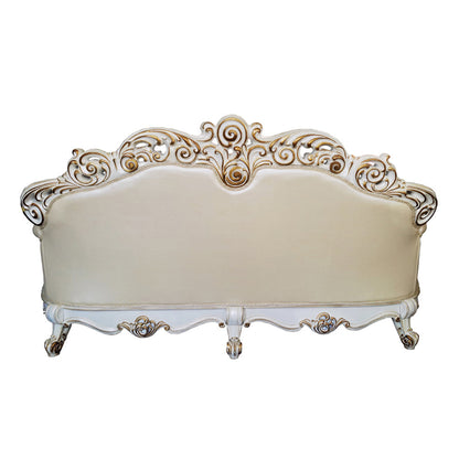 ACME Vendome Champagne Synthetic Leather & Antique Pearl Finsih Sofa with 5 Pillows Model LV01324