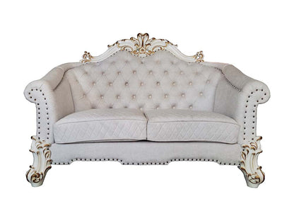 ACME Vendome II Two Tone Ivory Fabric & Antique Pearl Loveseat with 4 Pillows Model LV01330