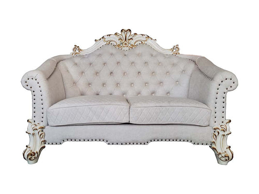 ACME Vendome II Two Tone Ivory Fabric & Antique Pearl Loveseat with 4 Pillows Model LV01330