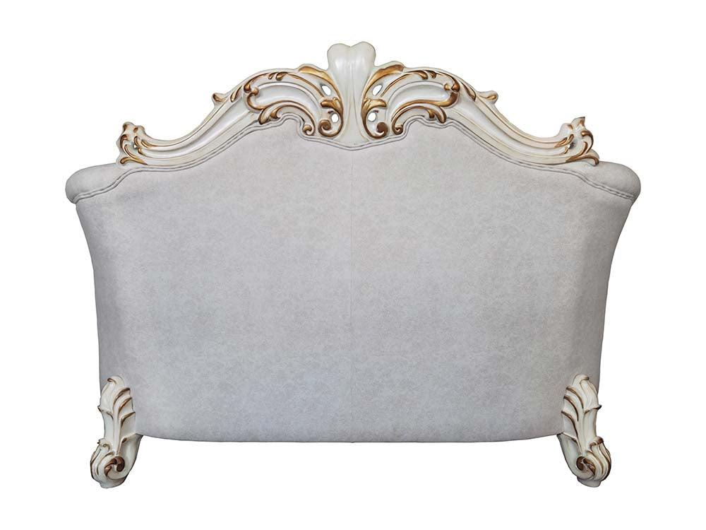 ACME Vendome II Two Tone Ivory Fabric & Antique Pearl Loveseat with 4 Pillows Model LV01330