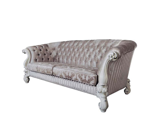 ACME Versailles Ivory Fabric & Bone White Sofa with 7 Pillows Model LV01394