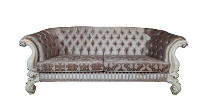 ACME Versailles Ivory Fabric & Bone White Sofa with 7 Pillows Model LV01394