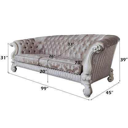 ACME Versailles Ivory Fabric & Bone White Sofa with 7 Pillows Model LV01394
