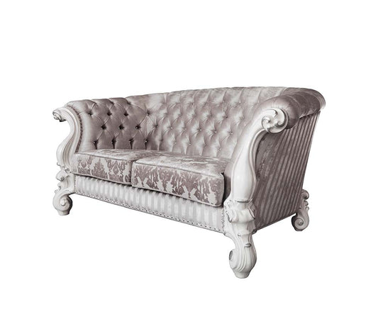 ACME Versailles Ivory Fabric & Bone White Loveseat with 5 Pillows Model LV01395