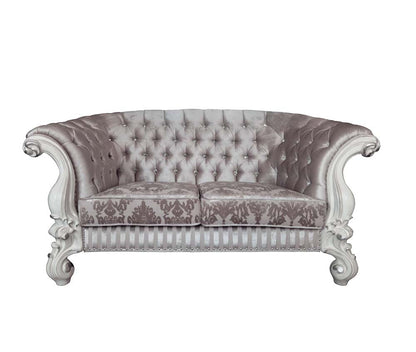ACME Versailles Ivory Fabric & Bone White Loveseat with 5 Pillows Model LV01395