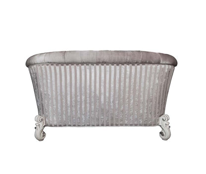ACME Versailles Ivory Fabric & Bone White Loveseat with 5 Pillows Model LV01395