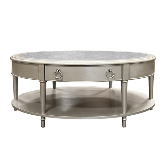 ACME Kasa Sintered Stone & Champagne Coffee Table Model LV01502
