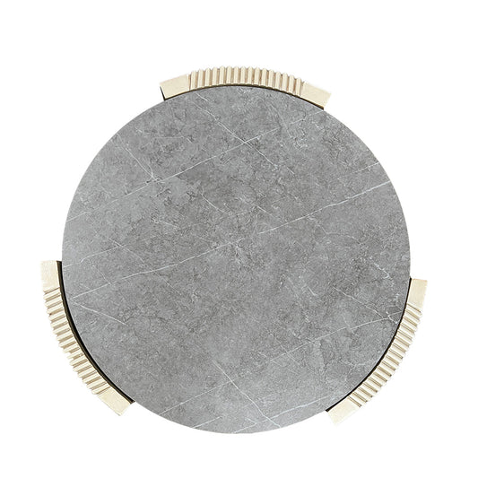 ACME Kasa Sintered Stone & Champagne End Table Model LV01503