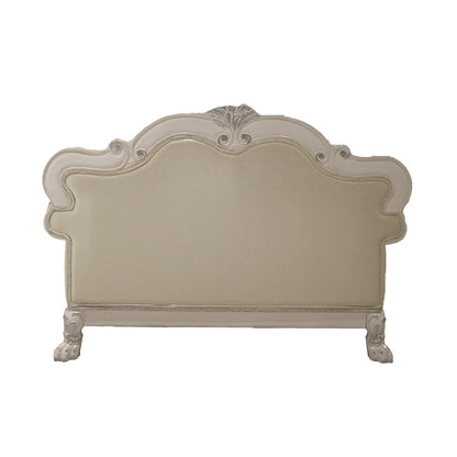 ACME Dresden Synthetic Leather & Bone White Loveseat with 3 Pillows Model LV01689