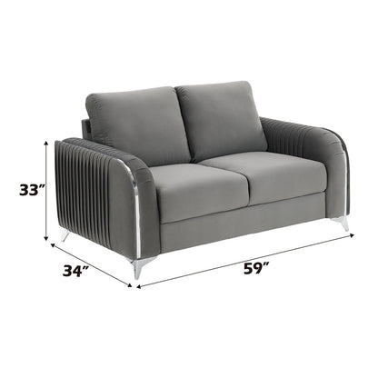 ACME Wenona Gray Velvet Loveseat Model LV01711
