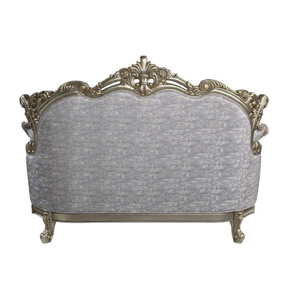 ACME Miliani Fabric & Antique Bronze Loveseat with 3 Pillows Model LV01781