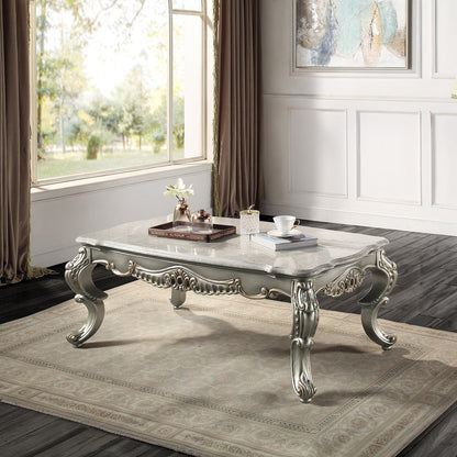 ACME Miliani Natural Marble & Antique Bronze Coffee Table Model LV01783