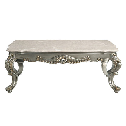 ACME Miliani Natural Marble & Antique Bronze Coffee Table Model LV01783
