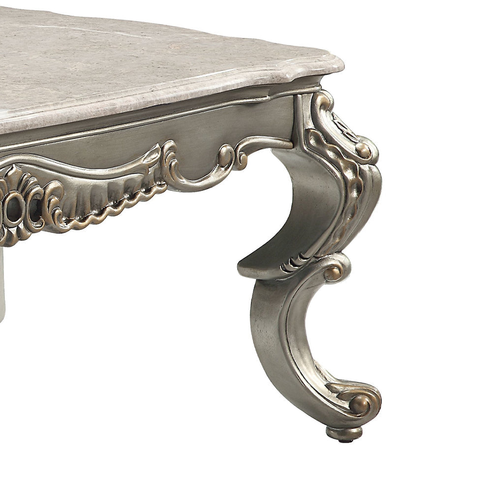 ACME Miliani Natural Marble & Antique Bronze Coffee Table Model LV01783