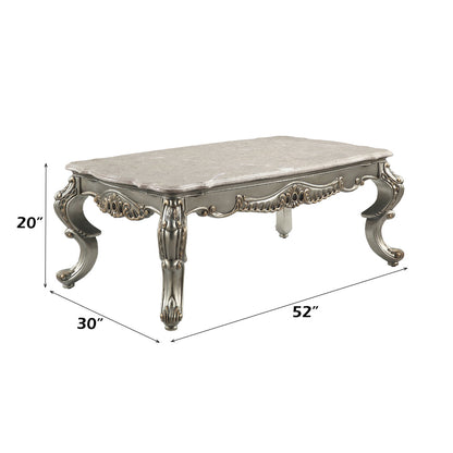 ACME Miliani Natural Marble & Antique Bronze Coffee Table Model LV01783
