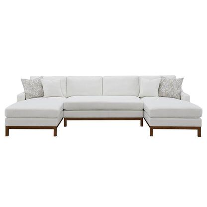 ACME Valiant Ivory Chenille Sectional Sofa with 4 Pillows Model LV01881