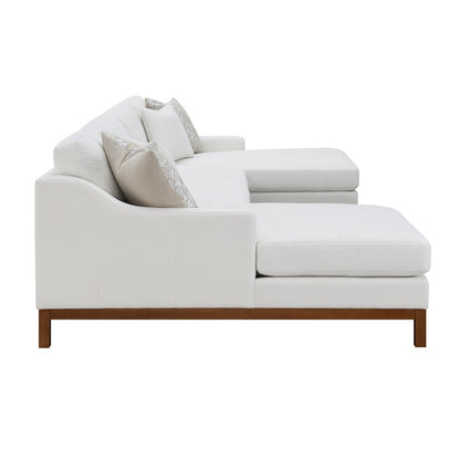 ACME Valiant Ivory Chenille Sectional Sofa with 4 Pillows Model LV01881
