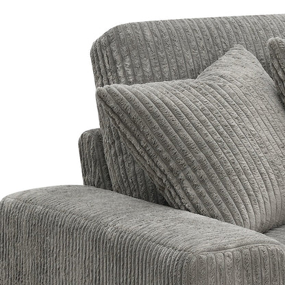 ACME Tavia Gray Corduroy Sectional Sofa with 6 Pillows Model LV01882