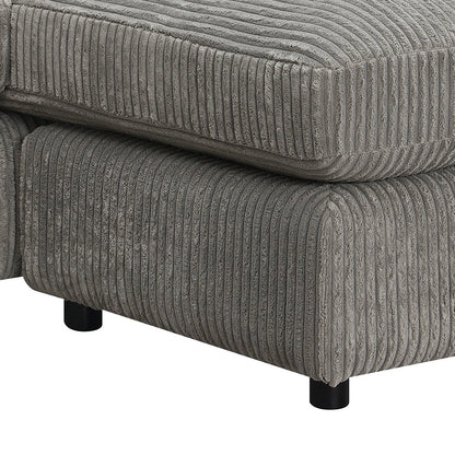 ACME Tavia Gray Corduroy Sectional Sofa with 6 Pillows Model LV01882