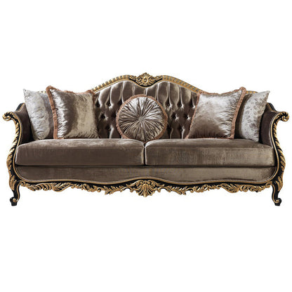 ACME Betria Light Green Velvet Gold & Black High Gloss Sofa with 5 Pillows Model LV01887