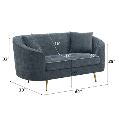 ACME Nakendra Cobalt Blue Chenille Loveseat with 2 Pillows Model LV01921