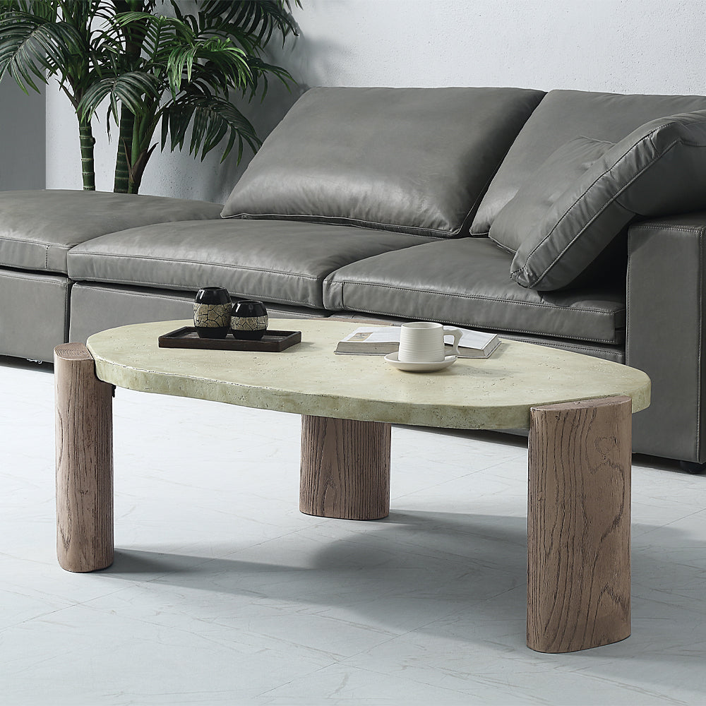 ACME Jacinda Off White & Oak Coffee Table Model LV01929
