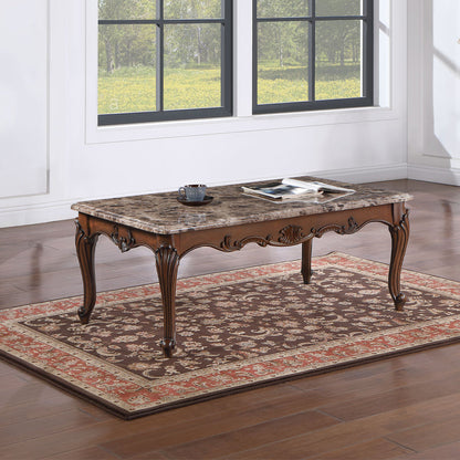 ACME Nayla Natural Marble & Cherry End Table Model LV02004