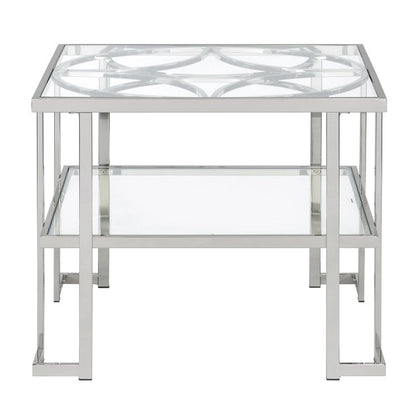 ACME Kalan Glass & Silver End Table Model LV02080