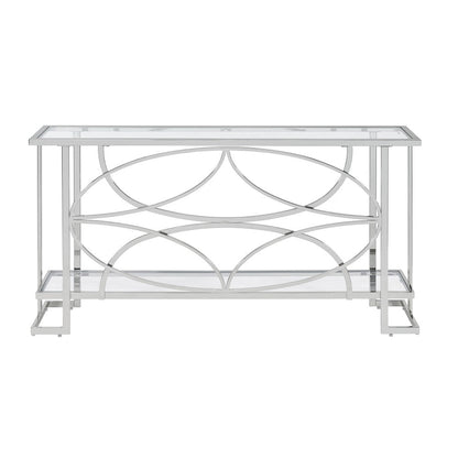 ACME Kalan Glass & Silver Sofa Table Model LV02081