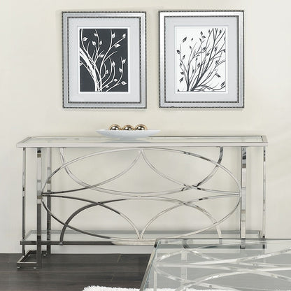 ACME Kalan Glass & Silver Sofa Table Model LV02081