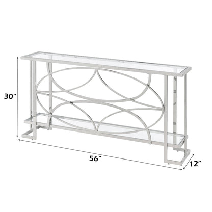 ACME Kalan Glass & Silver Sofa Table Model LV02081