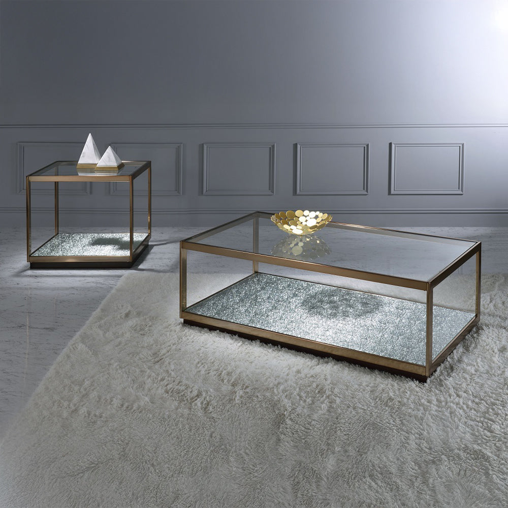 ACME Kaia Glass & Gold Coffee Table Model LV02085