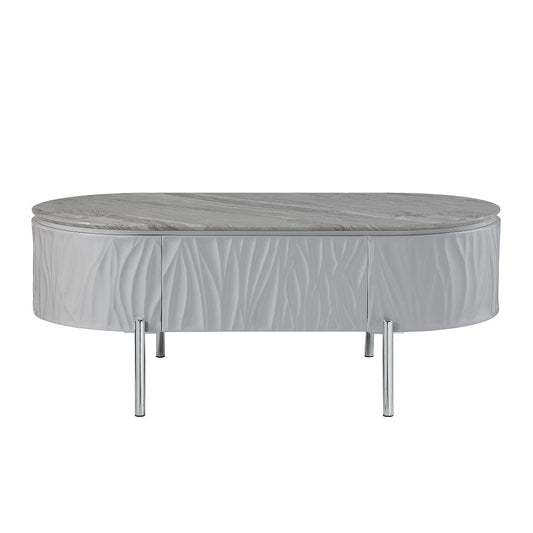 ACME Yukino Gray High Gloss & Chrome Coffee Table Model LV02411