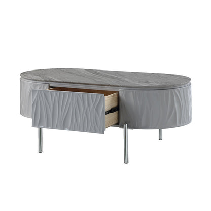 ACME Yukino Gray High Gloss & Chrome Coffee Table Model LV02411