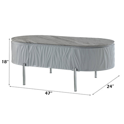 ACME Yukino Gray High Gloss & Chrome Coffee Table Model LV02411