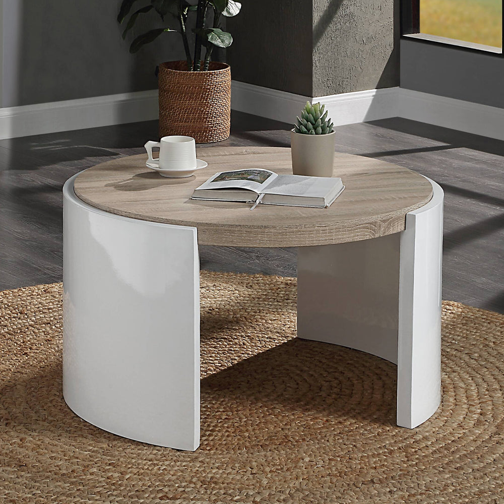 ACME Zoma White High Gloss & Oak Coffee Table Model LV02414