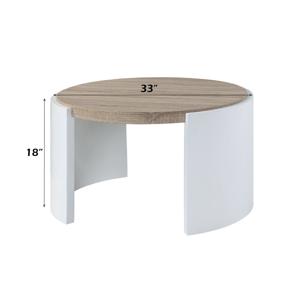 ACME Zoma White High Gloss & Oak Coffee Table Model LV02414