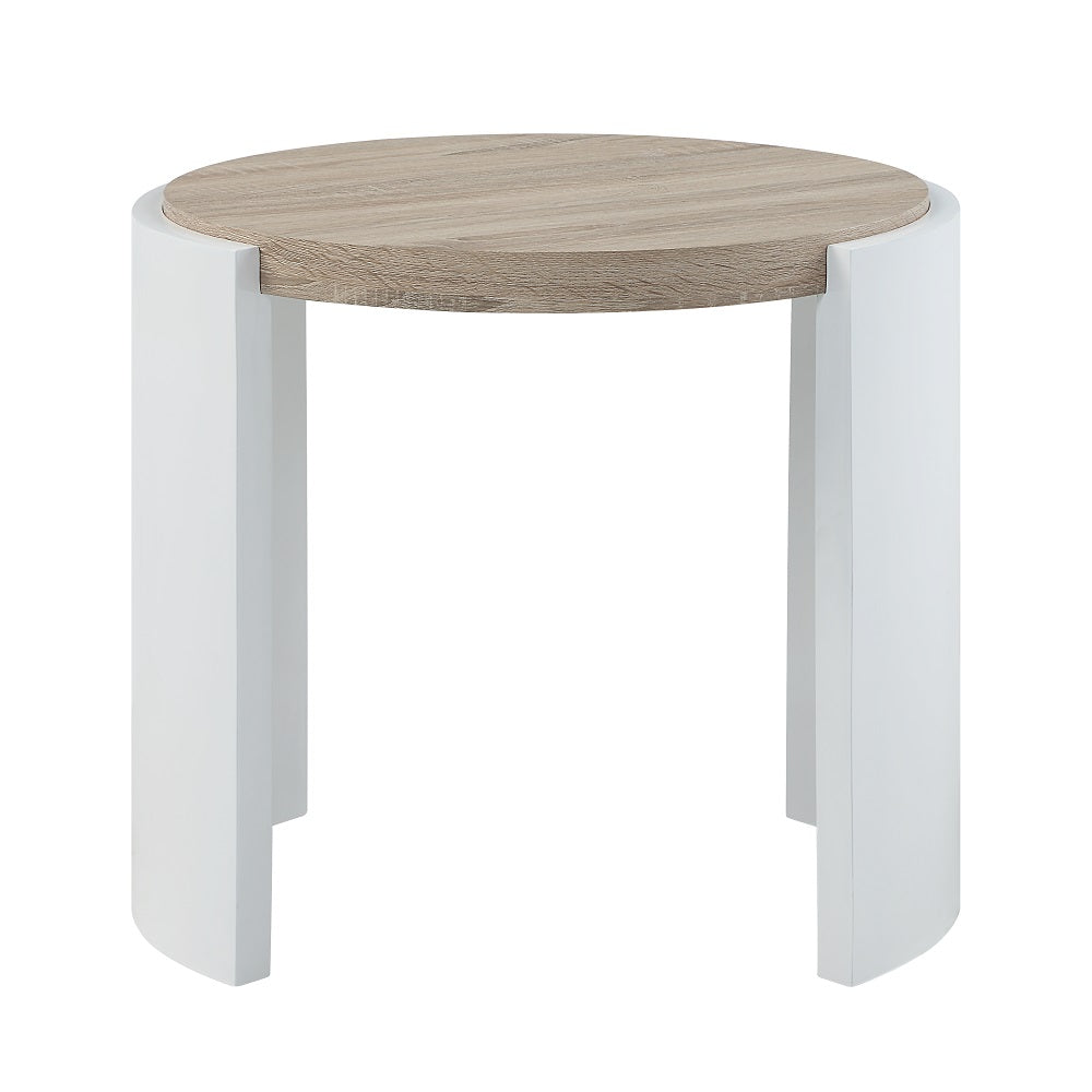 ACME Zoma White High Gloss & Oak End Table Model LV02415