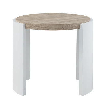 ACME Zoma White High Gloss & Oak End Table Model LV02415
