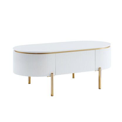 ACME Daveigh White High Gloss & Gold Coffee Table Model LV02464