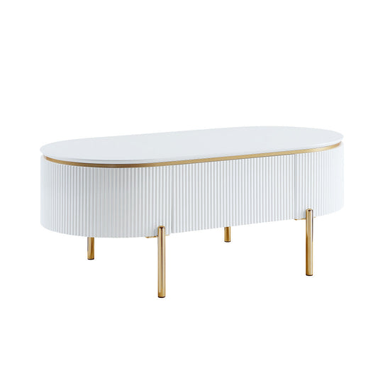 ACME Daveigh White High Gloss & Gold Coffee Table Model LV02464