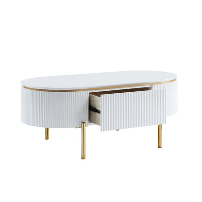 ACME Daveigh White High Gloss & Gold Coffee Table Model LV02464