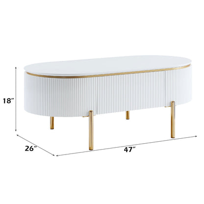 ACME Daveigh White High Gloss & Gold Coffee Table Model LV02464