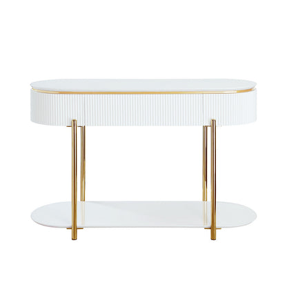ACME Daveigh White High Gloss & Gold Sofa Table Model LV02466