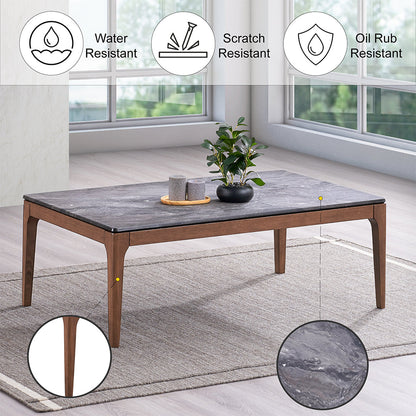 ACME Bevis Engineered Stone & Walnut Coffee Table Model LV02645