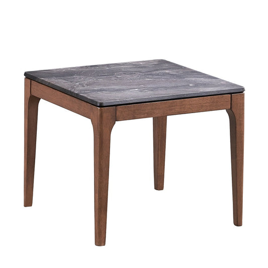 ACME Bevis Engineered Stone & Walnut End Table Model LV02646