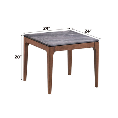 ACME Bevis Engineered Stone & Walnut End Table Model LV02646
